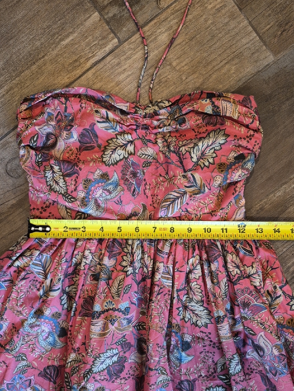 Anthropologie Let Me Be Boho Floral Belted Halter Cotton Maxi Dress, XXS - Picture 8 of 16